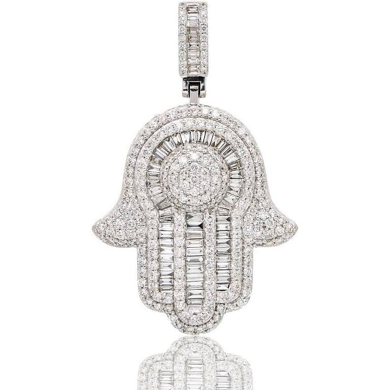 Mens diamond hot sale hamsa pendant